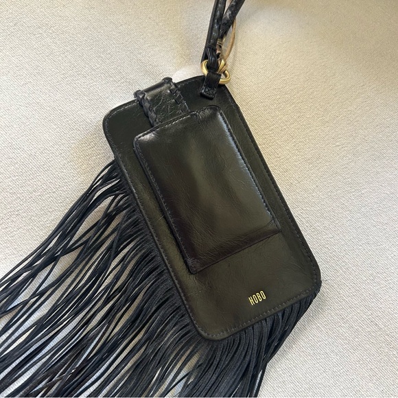 NWT HOBO Black Fringe Phone Wallet Wristlet Clutch